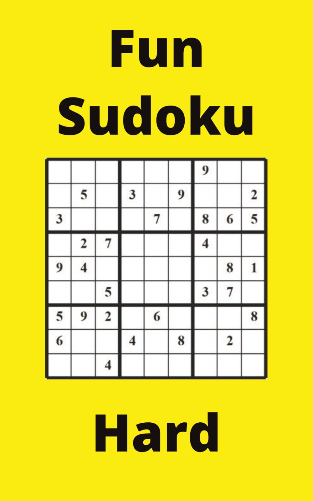 Yellow Fun Sudoku Book, 9x9 Puzzles, 300 Pages, 5x8, Hard