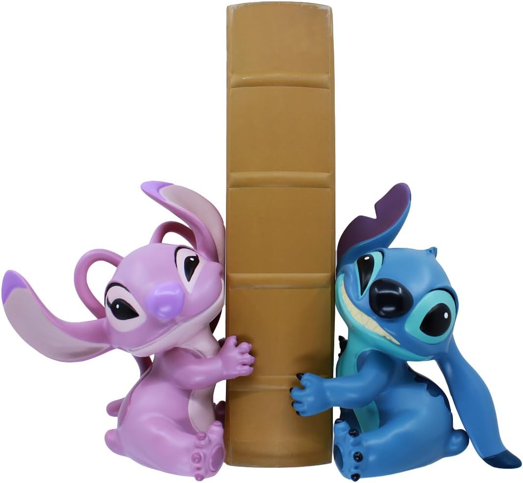 Enesco Disney Showcase Lilo and Stitch Hugging Angel Bookholders Bookends, 5.5 Inch, Multicolor