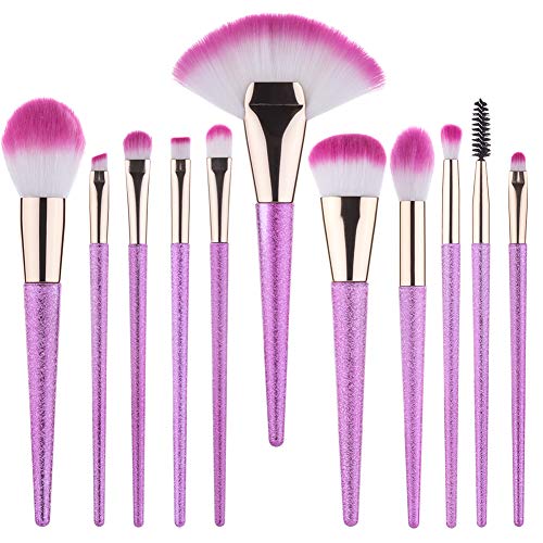 Summifit 11 Pcs Makeup Brushes Set Powder Blush Blending Eyeshadow Concealer Contour Lip Highlighter Brush Cosmetic Tools