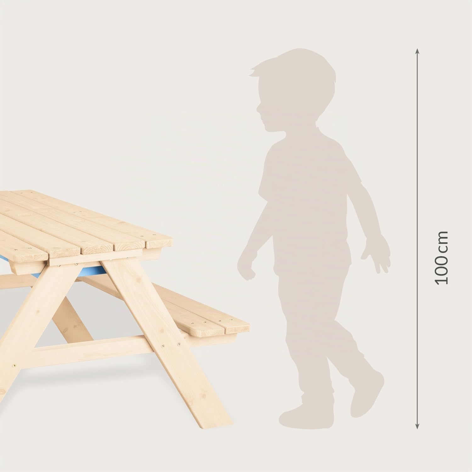 Pinolino Table et bancs Matsch-Nicki pour 4 Naturel Bois de conifère Non traité 2 bancs 1 Table 2 bacs Plastique Enfants 2 Ans