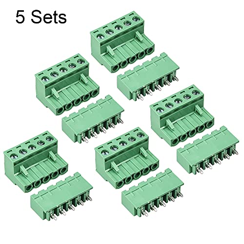Bloque de terminales enchufable hembra de 5.08 mm para PCB con tornillo, 5 piezas 2