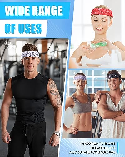Image of 18 Pcs Sports Sweatbands for Men Women Camo Headbands Workout Non Slip Headbands Breathable Head Band Fitness Stretchy Unisex Hairband for Yoga Running Cycling Ball
