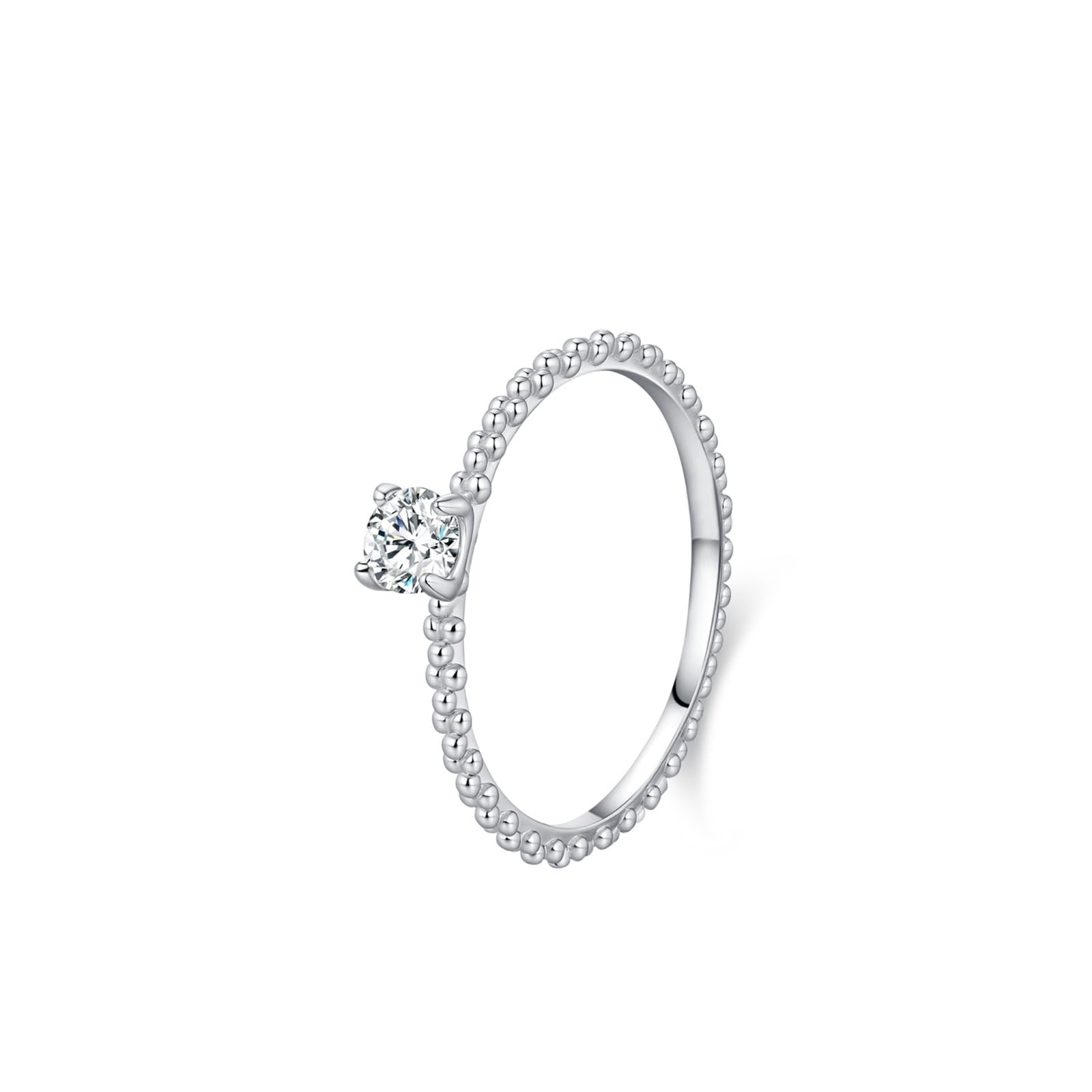 Anillo de boda de oro blanco, anillo de compromiso de oro auténtico solitario con diamante de 0,3 quilates cultivado en laboratorio