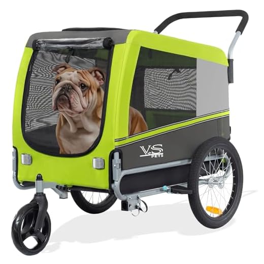 Veelar Pets Large hundhänge & buggy 2-i-1 cykelvagn för hundar joggare 80205-D02 (grön)