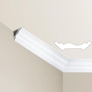 Ceiling Crown Molding Trim, 10 Pack High Impact Polystyrene Decorative C...