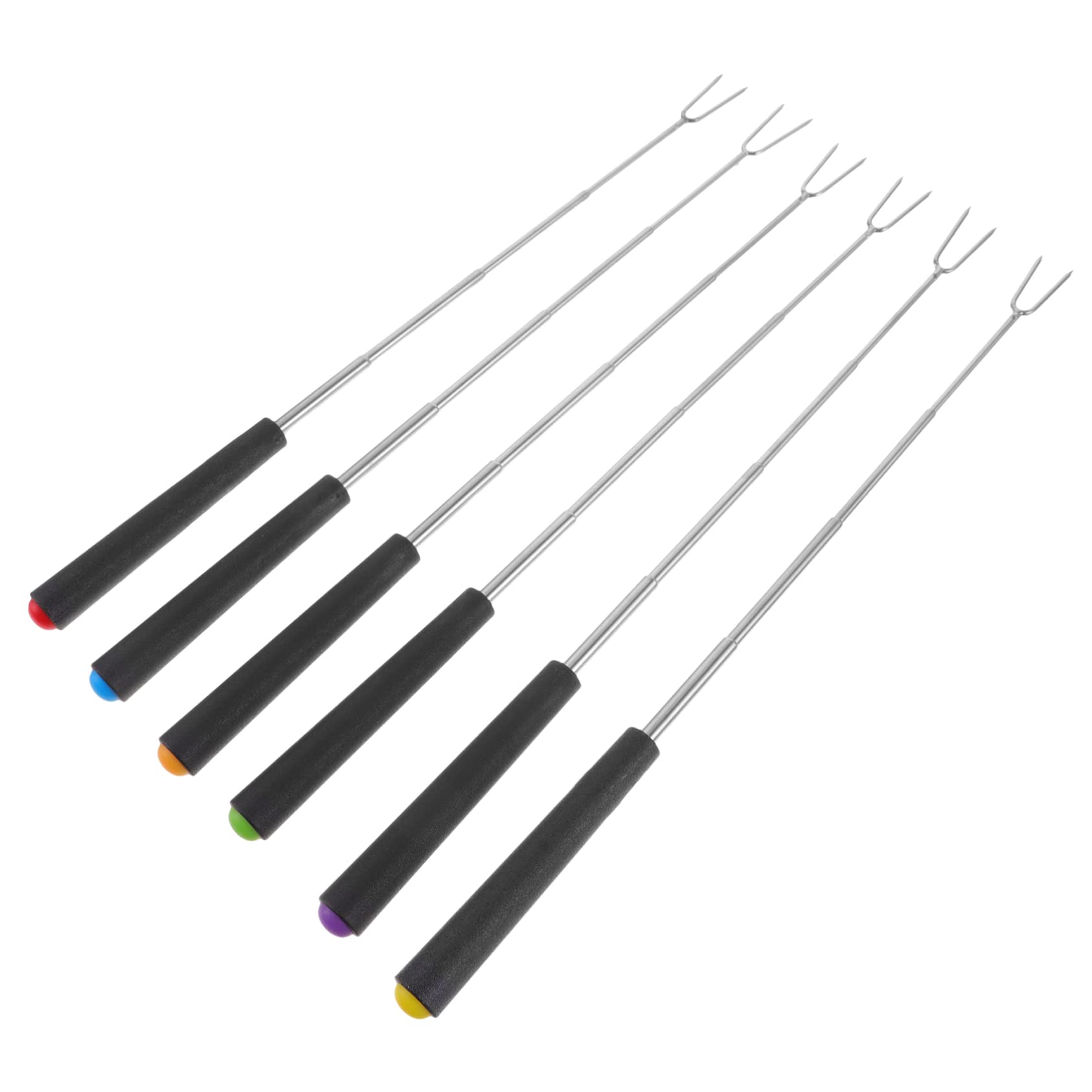 Toyvian 6Pcs Barbecue Forks Meat Skewers for Camping and Outdoor Grilling Durable Scald Design for Family Gatherings and Bbq Parties