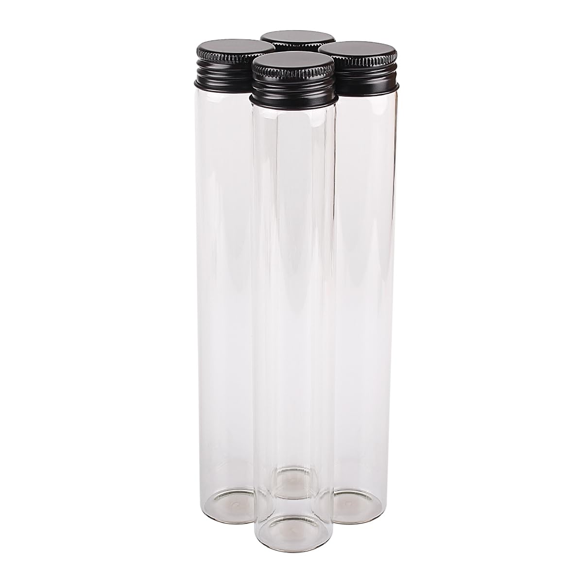 SYLALE Szklane butelki 100 ml z czarnymi aluminiowymi nakrętkami, 30 x 180 mm, szklane słoiki, fiolki do majsterkowania, prezent dla majsterkowiczów, 24 sztuki