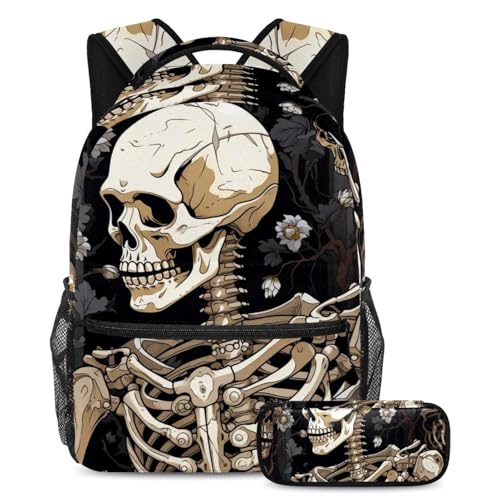 Sac à dos squelette 94 avec trousse Dark Series pour garçons et filles au collège