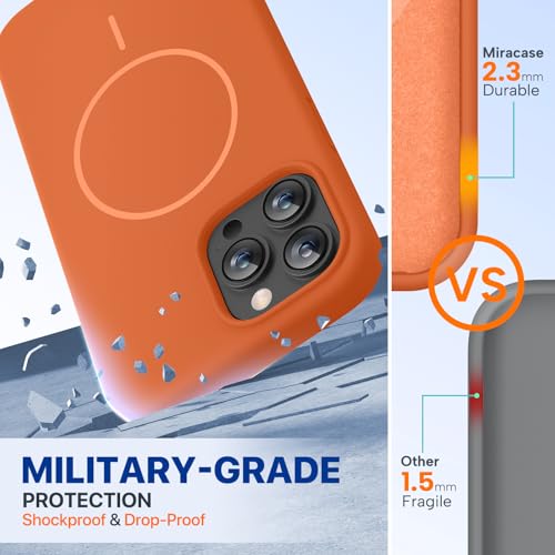 Image of Miracase Magnetic for iPhone 13 Pro Max Case, [Soft Anti-Scratch Microfiber Lining], Compatible with MagSafe, Liquid Silicone Shockproof Drop Protection Phone Case for 13 Pro Max, Orange