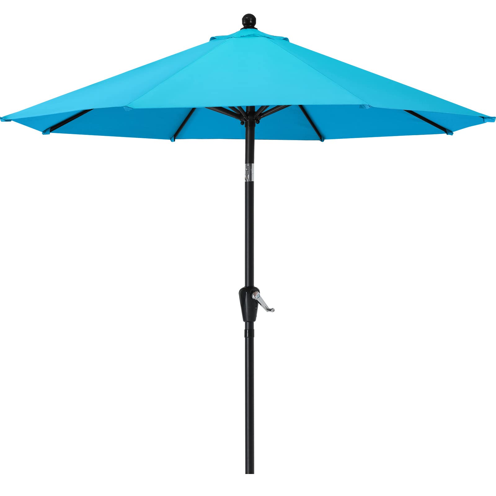 MasterCanopy 270 cm Sonnenschirm neigungsverstellbar, mit 8 Rippen und Kurbel, für Patio, Garten, Terrasse, Markt, Türkis