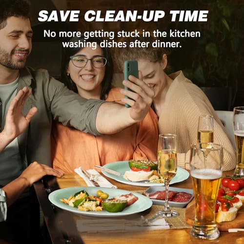 Image of Sage Green Disposable Paper Plates, 9 Inch Dinner Plates, 50 Count Bulk
