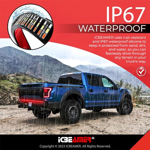 image for ICBEAMER Triple Row 60 inch 504 pcs LED for Pick up/Truck Tailgate Lig