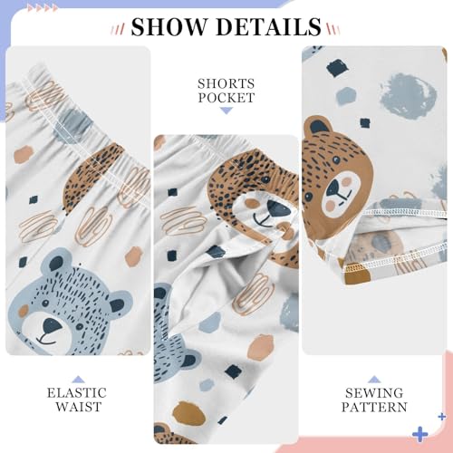 ALAZA Bear Pajamas Bottoms with Pockets Comfy Pjs Sleepwear Elastic Waistband Pajamas Pants Lounge Pants for 6-14 Years4