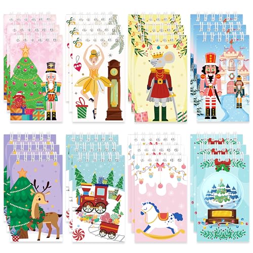 Mini-Notizblöcke mit Ballerina-Nussknacker, bunt, Weihnachten, Soldat, Ballett, Fee, Taschennotizbücher, Tagebuch, Notizblöcke für Weihnachten, Winter, Urlaub, Party, Geschenke, Schule, Klassenzimmer