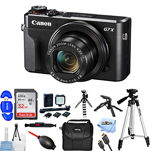 Canon PowerShot G7 X Mark II Digital Camera 1066C001 Bundle with 32GB SD, LED Light Kit, 57