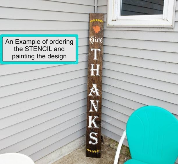 Miniatura 7 de Vinyl Art Decal - Vertical Give Thanks Lettering Porch Decor - Decal Sticker for Tall Wood Sign - Die-Cut Vinyl Wall Sticker for Fall Autumn Décor