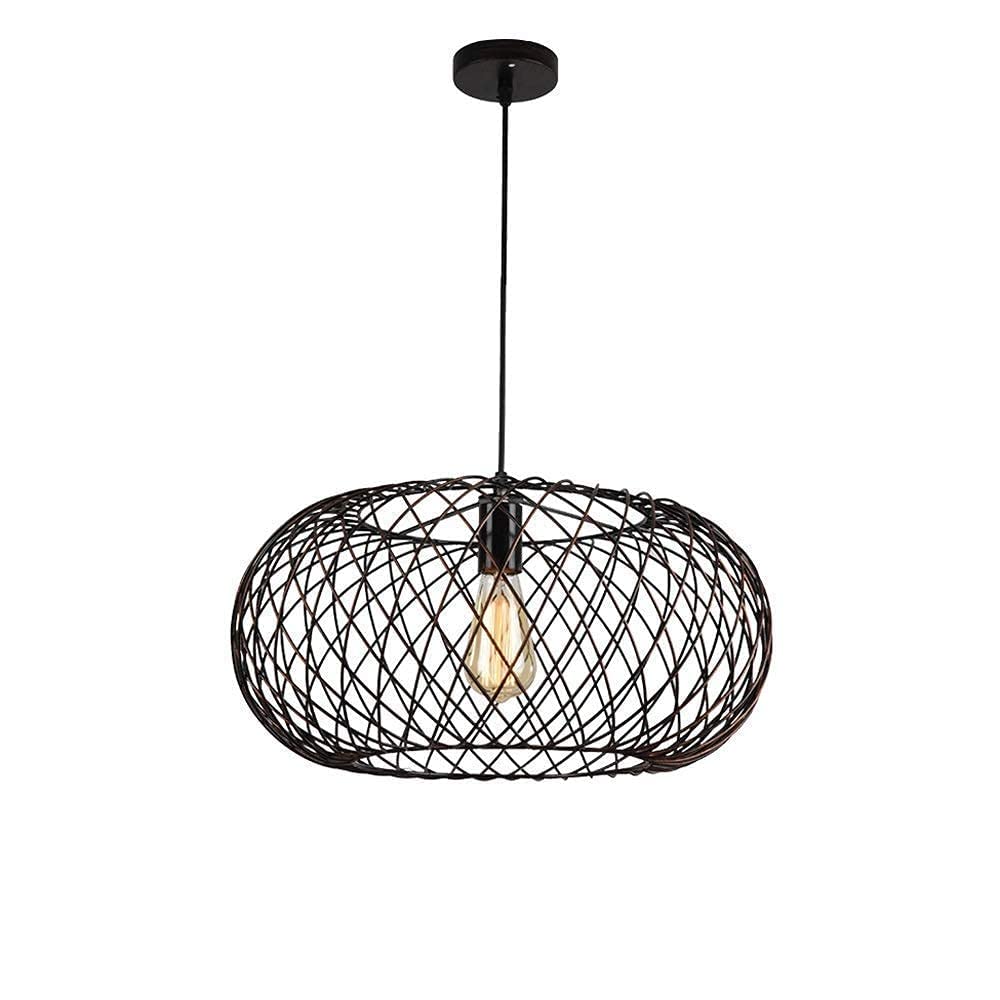 Plafond suspension luminaire E27 noir industriel rétro en métal creux lustre