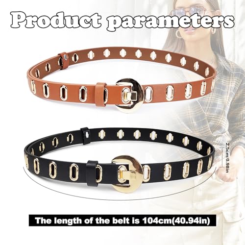 Punk Belt, Hip-Hop Men's and Women's Goth Belt, Hollowed Out Fashion Leather Belt for Suit Pants, Jeans, and Skirts2