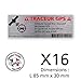 Signalétique.biz France Adhésif - Planche de 16 adhésifs Véhicule Équipé d'un Tracker GPS - Aspect Alu Brossé - Dimensions 85x30 mm - Protection Anti UV