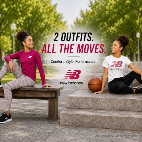 Image of New Balance Girls 4 Piece Short Sleeve, Long Sleeve Shirts & Leggings Set