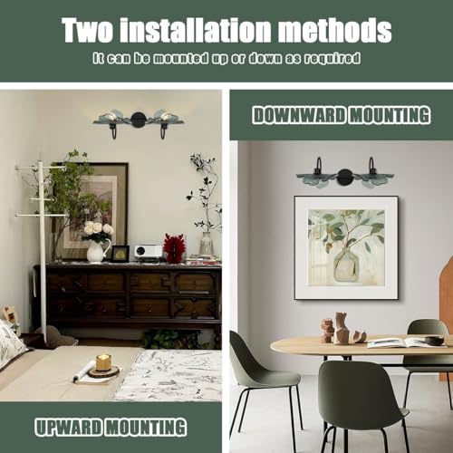 Image of Black Wall Sconce 2 Light Bathroom Vanity Light Over Mirror, Modern Wall Light Fixture with Dark Glass Shade mid Century Wall Sconce Bedroom Wall sconces for Bedroom Hallway Living Room