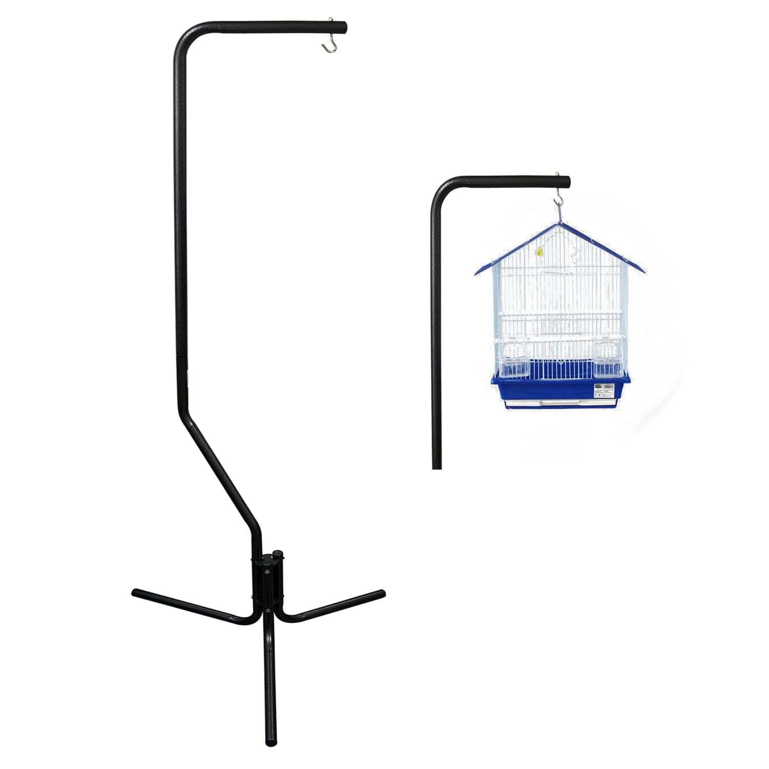 BPS Pie de Gancho para Colgar la Jaula Soporte para Jaula de Pájaros Loro 161x60 cm Negro BPS-1173NE
