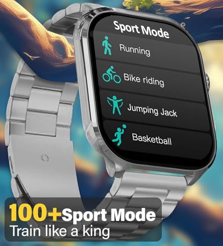 Image of PunnkFunnk H9 Metal Smart Watch 2.01 inch TFT Display, Bluetooth 5.0 with 100+ Sports Mode, Heart Rate & Blood Oxygen Monitor, Call & Message Reminders Compatible with Android & iOS (Metal Grey)