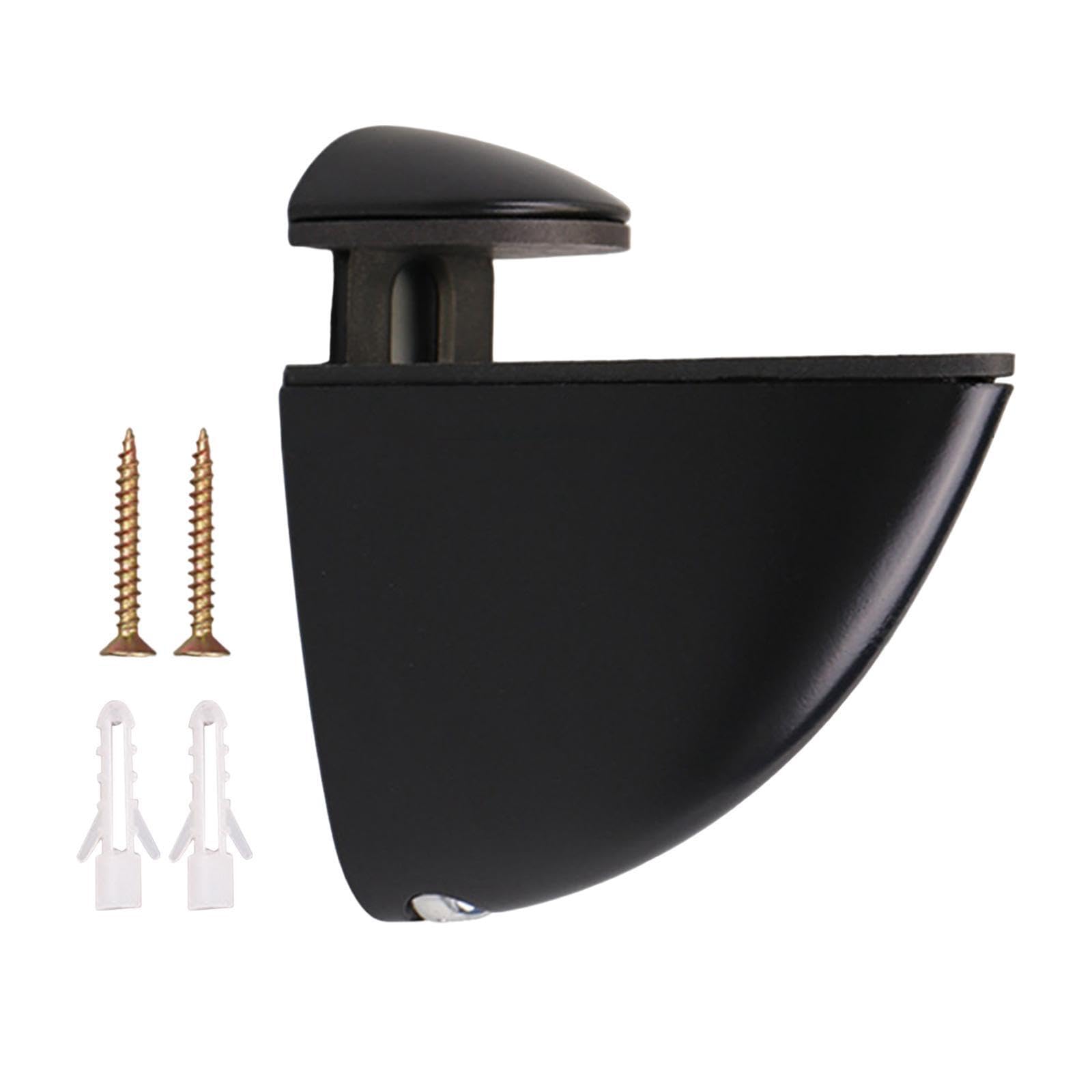 Qlecxzi Black Reliable Wall Mounted Glass Clamp Bathroom Entrance Effective Glass Shelf Holder Support With Adjustable Wood Bracket Adjustable Wood Shelf Bracket, M