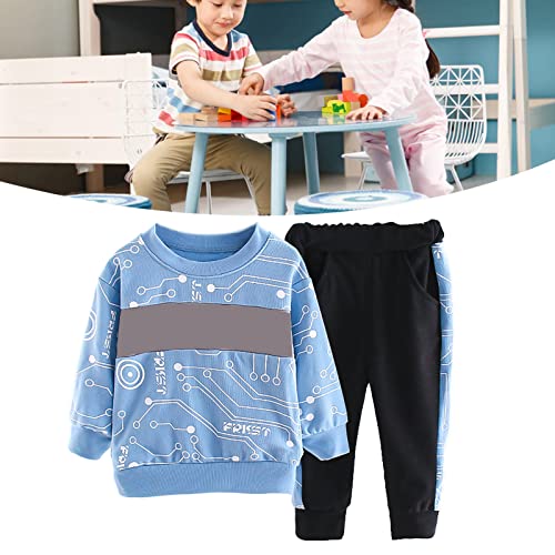 Conjunto de Moletom Infantil de 2 Peças, Pulôver Com Estampa de Letras, Ecológico para Meninos para