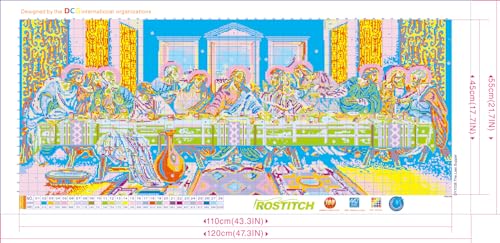 Image of ROSTITCH The Last Supper Stamped Cross Stitch Kits - Counted Cross Stitch Kits for Beginners Adults Needlepoint Flowers Cross-Stitch Patterns Dimensions Needlecrafts Embroidery Kits Arts and Crafts