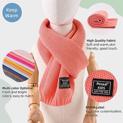 Image of PESAAT Kids Winter Infinity Scarf Knit Cotton Toddler Boy Girls Scarves