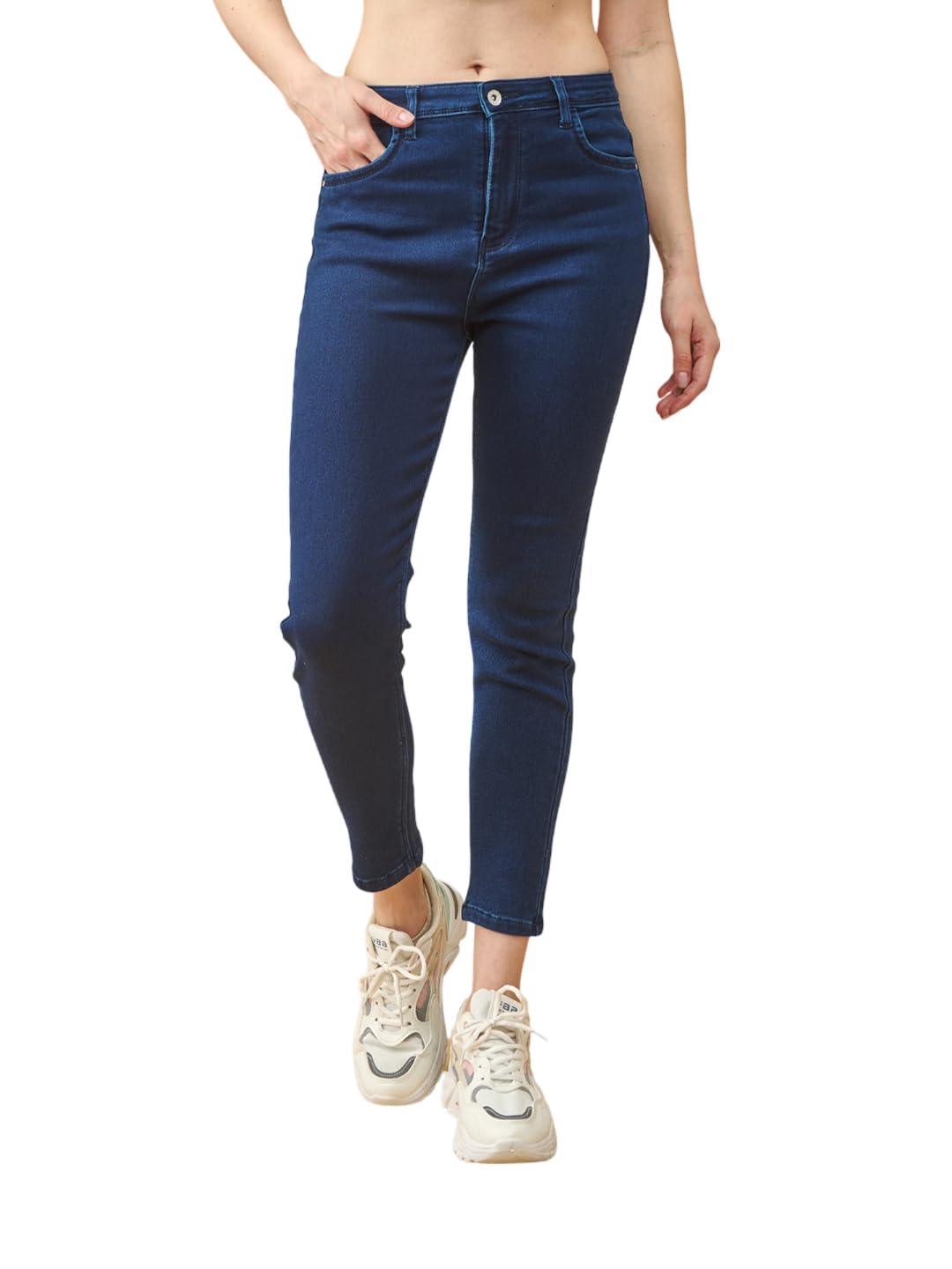 Rangriti Women High-Waist Ankle-Length Tapered Jeans in neutral