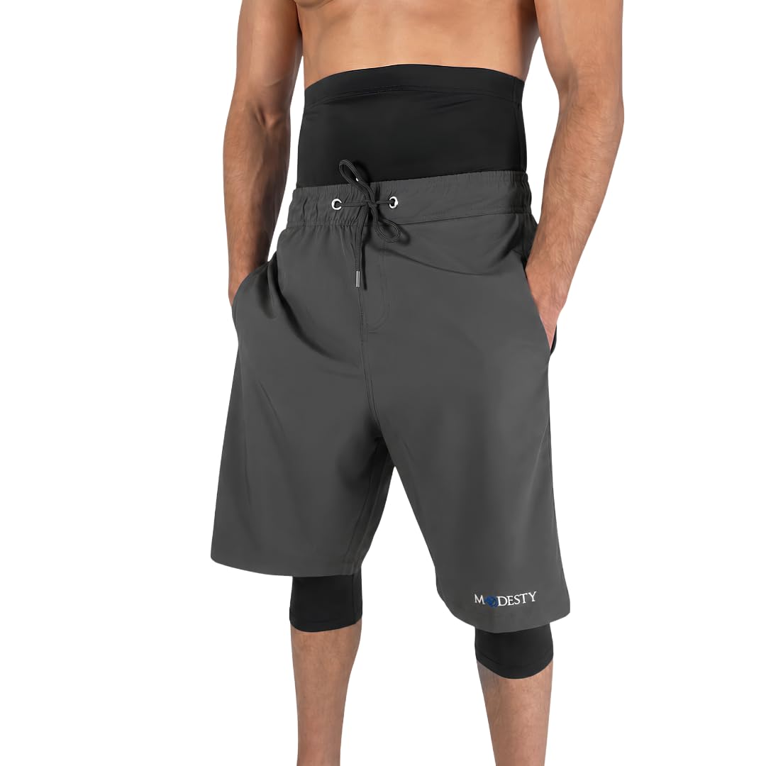 Modesty Awrah - Bañador largo para hombre, secado rápido, protección UV, para playa, piscina, public islámico