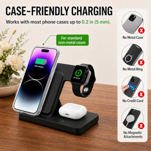 3 in 1 Charging Station,Wireless Charger Stand Multiple Devices for iPhone 17-8 Series,Apple Watch 11-2 SE and Ultra Series, Airpods 4 3 Pro — view 6
