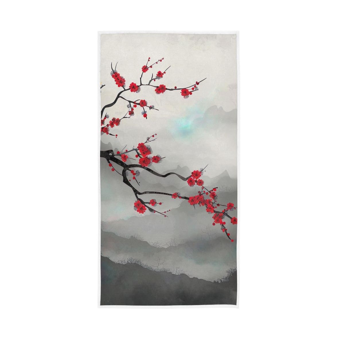 HUYGD Oriental Plum Blossom Hand Towel, 15 x 30 Inches, Soft Highly Absorbent Towels for Bathroom Gym Shower