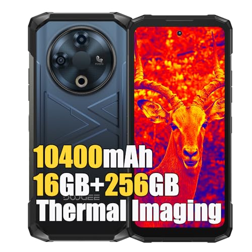 DOOGEE Fire 6 Teléfono Móvil Resistente 16GB+256GB, Cámara Termográfica, 6,56' HD+ 90Hz IP68 Smartphone Todoterreno, 10400mAh, Android 14 Telefono Movil Antigolpes, 4G LTE, GPS,OTG,FM, Azul