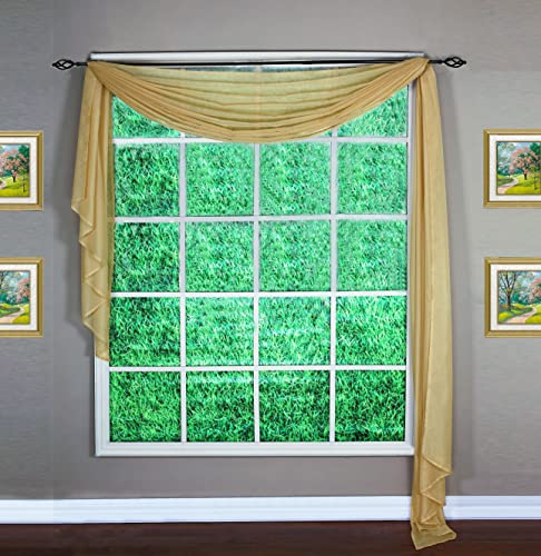 Today's Curtain Emelia Original Voile Scarf 216", Gold, 45" W x 216" L