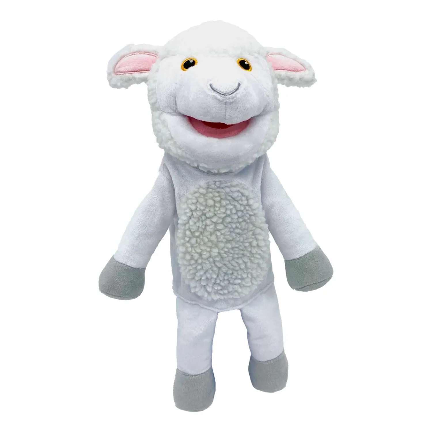 Sheep Hand Puppet for Kids by Fiesta Crafts- Soft & Interactive Hand Puppet Toy with Moving Mouth & Arms for Role Play, Creativity & Sensory Skills Toys for 3-9 Year Old Boys & Girls โ image 1