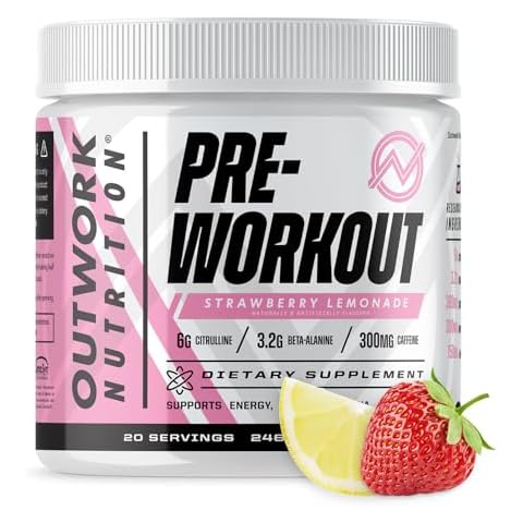 Outwork Nutrition Pre-Workout Powder for Men & Women, Preworkout Supplement with Nootropics, Boost Strength, Mental Focus and Energy, Backed by Science, 334 Gr (Strawberry Lemonade) Cover
