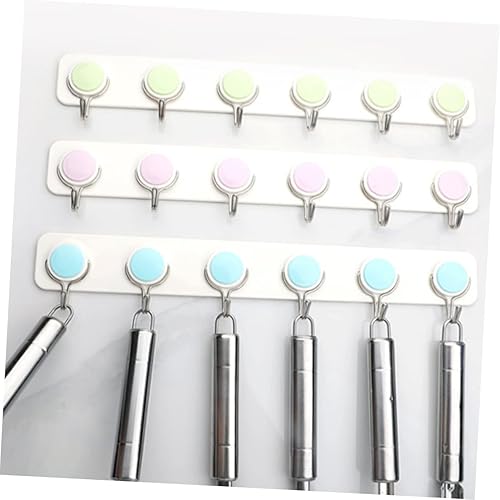 Miniatura 3 de Colgador de llaves autoadhesivo para pared, gancho de fila reversible, 6 ganchos, estante de almacenamiento, color aleatorio