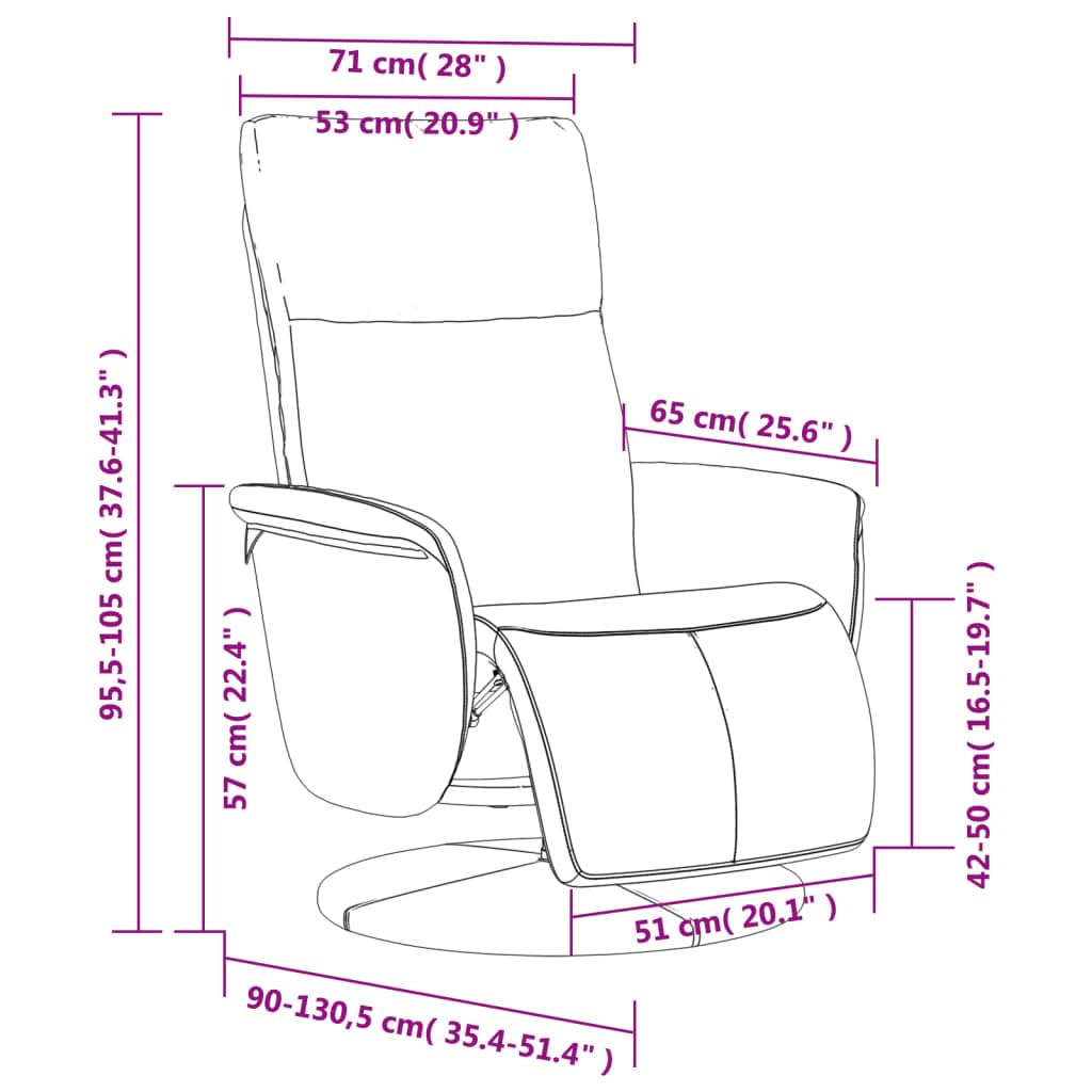 Relaxsessel mit Fußteil Grau Kunstleder, drehbar 360 Grad, verstellbare Rückenlehne und Fußstütze, ergonomisch gepolstert, Robustes Metall- und Holzgestell, ideal für Wohnzimmer, Büro
