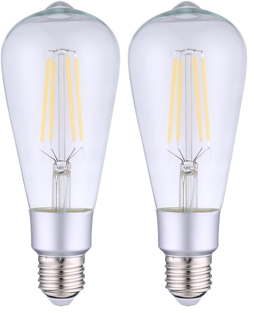 Shelly Vintage ST64 – Bombilla Inteligente Wi-Fi 7 W (230 V), Luz Incandescente Blanco Cálido 2700 K, E27, 750 lm, Clase de Eficiencia F, Control inalámbrico App (Paquete de 2)