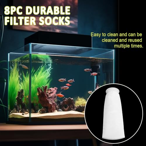 Image of Filter Sock 4 Inch Ring, Filter Socks for Saltwater Aquarium by 15 Inch Long, 200 Micron Aquarium Filter Sock for Fish Tank Sump Saltwater Freshwater Aquariums (8 Pack)