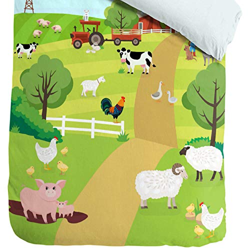 ESPiCO Bettwäsche Sleep and Dream Bauernhof Tiere Schweine Schafe Kühe Traktor Hühner Pferde Bunt Motiv Design Renforcé… – Bild 4