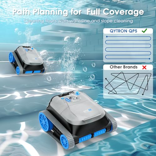 NIXBOT QP5 Robotic Pool Cleaner, Cordless Pool Vacuum for Inground Pools, Dual-Motor Turbine System, Robotic Pool Vacuum for Above Ground Pools with Wall Climing and Navigation Technology