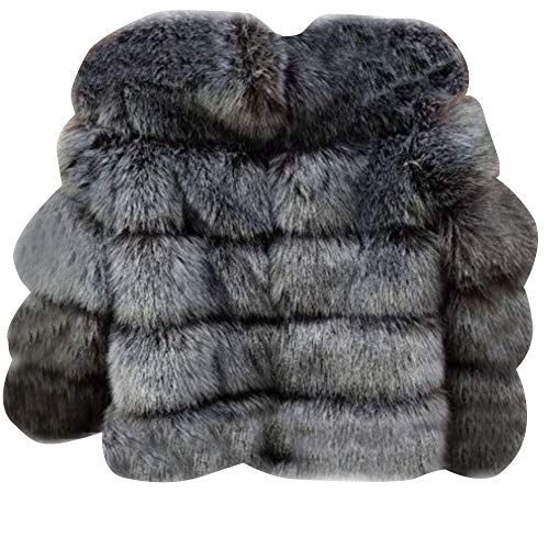 Mujer Elegantes Abrigo Corto Suave y Esponjoso de Piel Artificial Casual Sólido Chaqueta Outerwear Manga Larga Zorro Plateado XS