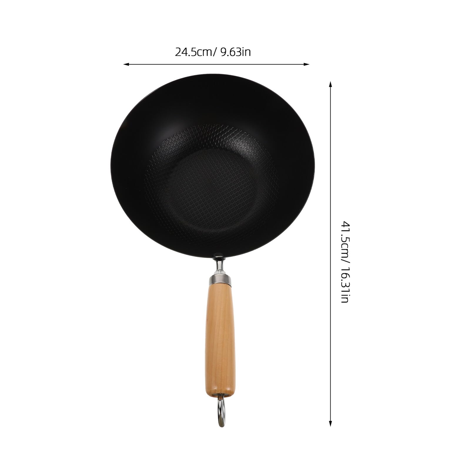 Generico Padella Wok in Ferro Battuto 24 CM senza Coperchio Wok Piccolo per Fornelli a Gas Accessorio Cucina Quotidiano Impugnatura Ergonomica per Uso Domestico