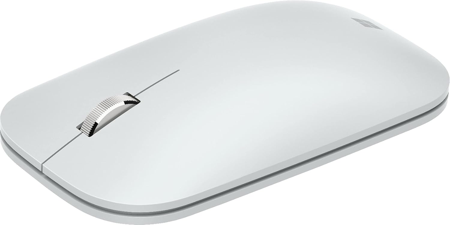 Microsoft Modern Mobile Mouse - Glacier - Comfortable Right/Left Hand Use with Metal Scroll Wheel, Wireless, Bluetooth for PC/Laptop/Desktop, works with Mac/Windows 8/10/11 Computers