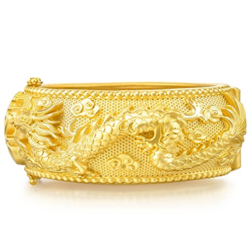 CHOW SANG SANG 999.9 24K Solid Gold Chinese Wedding Dragon and Phoenix Bangle for Women Wrist Size 15-16cm 93490K Price-by-Weight 19.83g Gold3