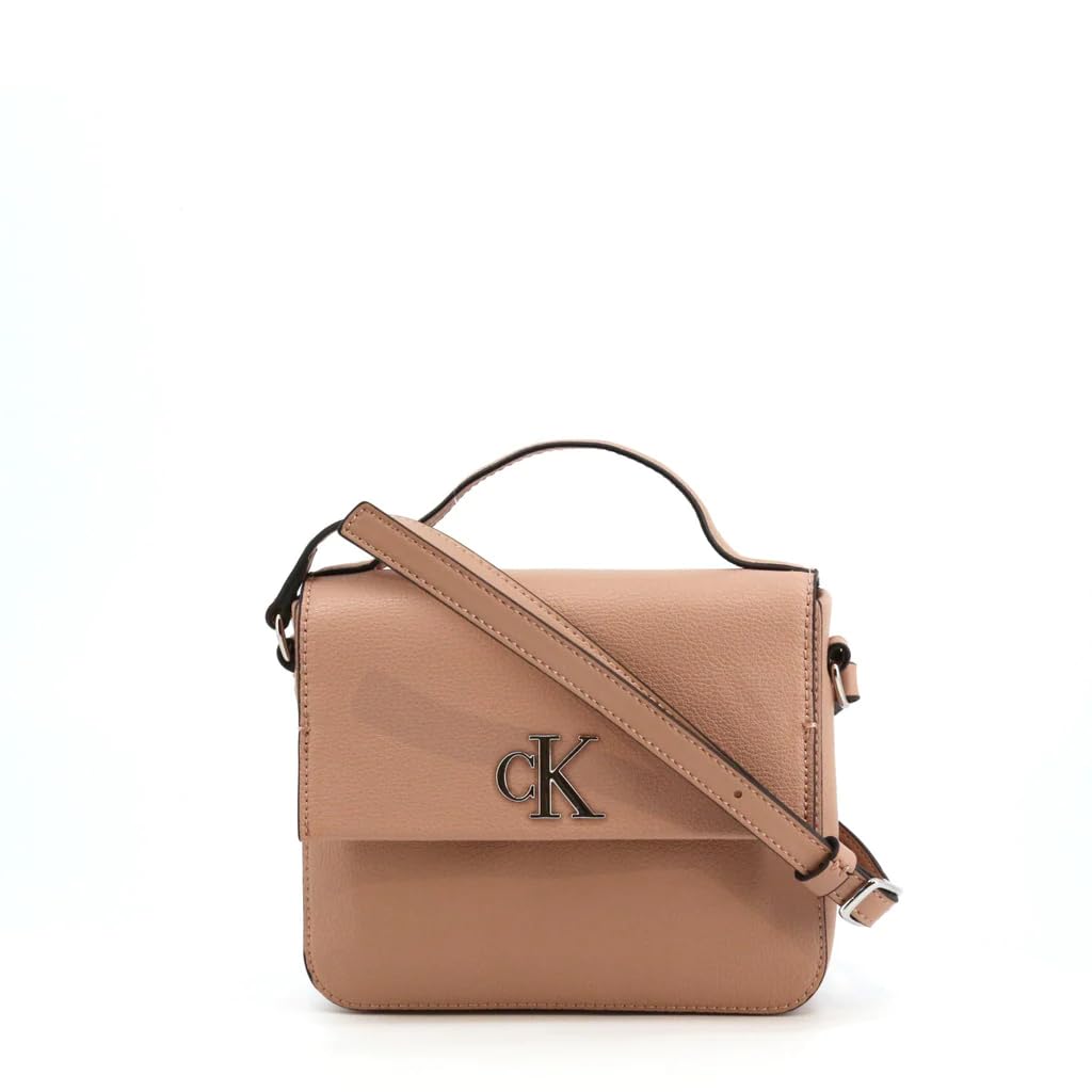 Calvin Klein Umhängetasche Handtasche CKJ Minimal Monogram Boxy Flap Crossbody Bag 19 Cafe Au Lait altrosa